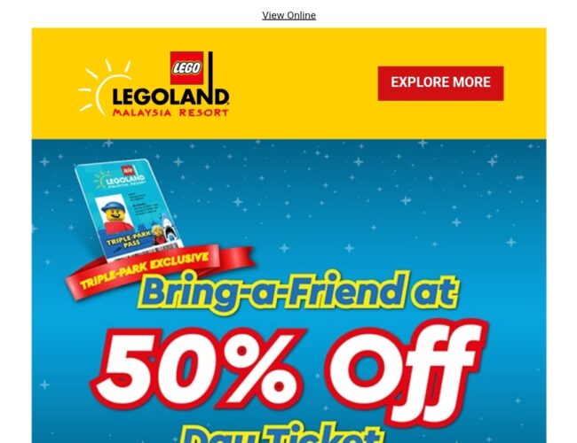 Legoland一日票折扣50%